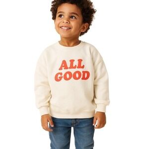 Good American Kids All Good Crewneck Sweatshirt Ivory Size 5/6